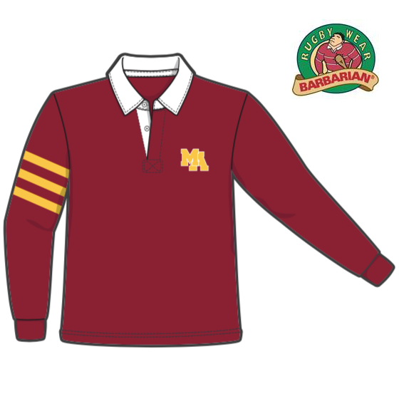 maroon and gold rugby shirt